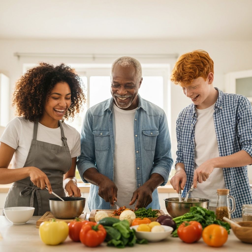 Family preparing healthy meal together